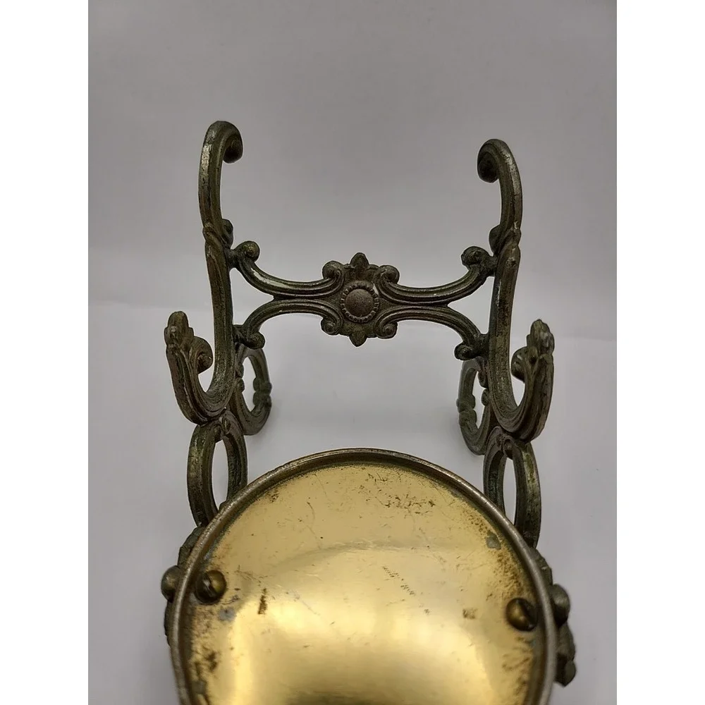 VINTAGE Made in‎ Occupied Japan Brass Tea Cup Display Saucer and Spoon Holder